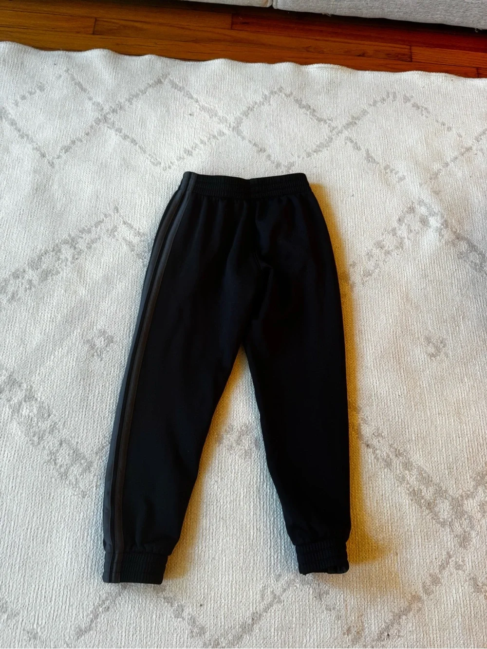 adidas Kids Black Joggers with Gray Side Stripes